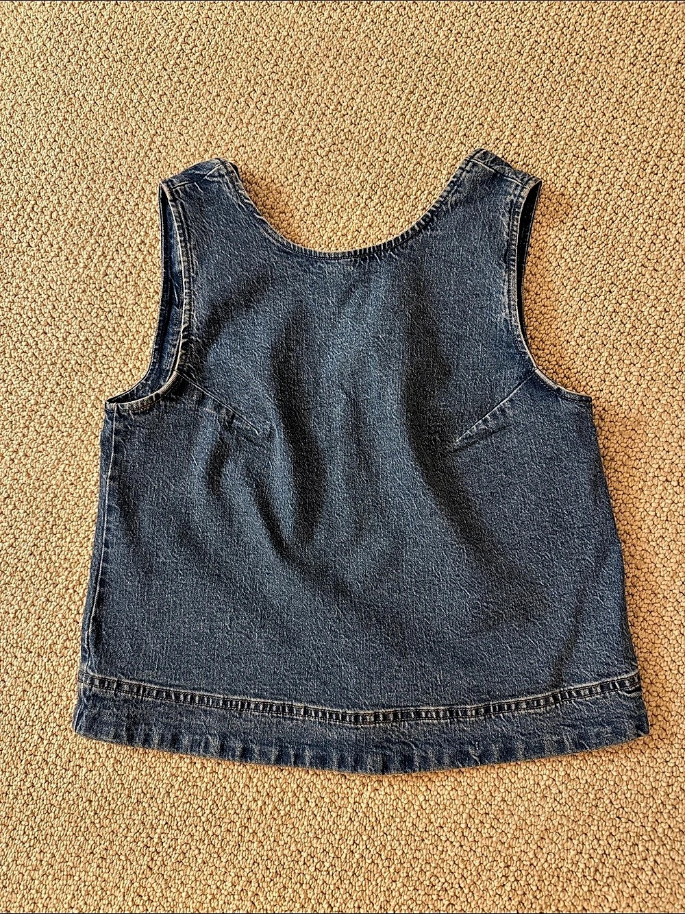 Abercrombie & Fitch Tie-Back Scoop Neck Denim Vest Denim Vest Blue Size Small
